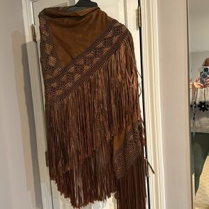 Gorgeous suede and silk shawl!